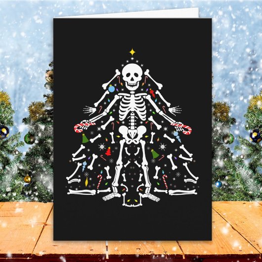 Carte Squelette d'arbre de Noël joyeux