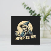 Carte Squelette de café Halloween (Debout devant)