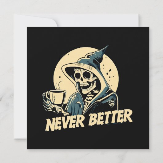 Carte Squelette de café Halloween (Devant)