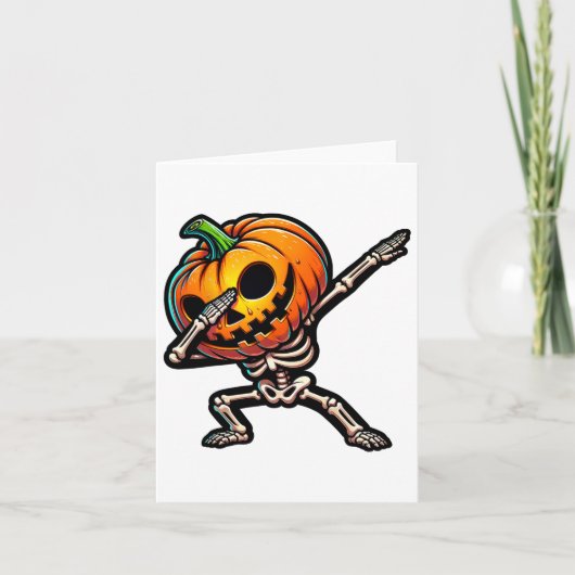 Carte Squelette de Halloween faisant dab Trick Treat Drô (Devant)