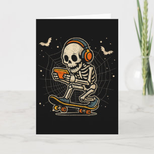 Carte Squelette de Halloween Joueur de jeux vidéo Drôle