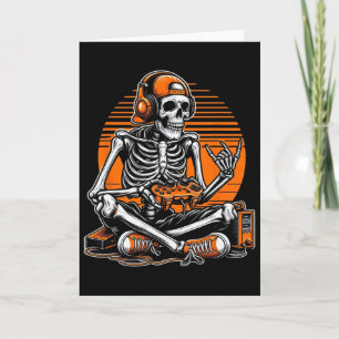 Carte Squelette de Halloween Rétro Gamer Jeux Vidéo Garç