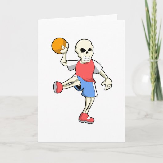 Carte Squelette de Handballeur avec ballon de handball (Devant)