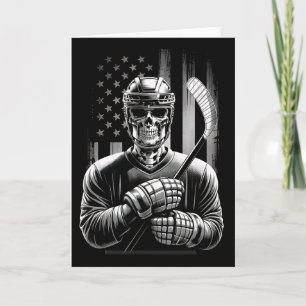 Carte Squelette de hockey américain drapeau américain Ha