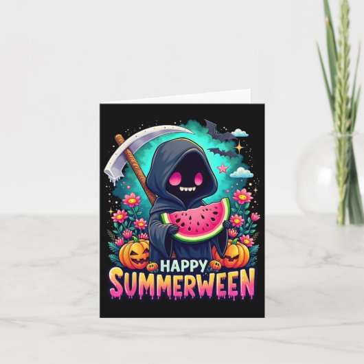 Carte Squelette de Jack-o-lantern de Summerween heureux (Devant)