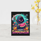 Carte Squelette de Jack-o-lantern de Summerween heureux (Fleur jaune)