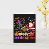 Carte Squelette de la dinde de Santa de Hallothanksmas j (Fleur jaune)