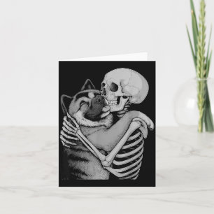 Carte Squelette de l'Akita Américain Halloween Amateur d