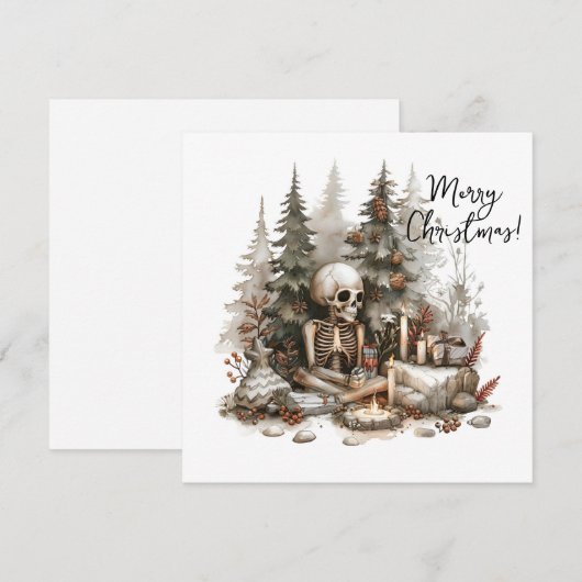 Carte Squelette de Noël avec arbre de Noël (Devant / Derrière)