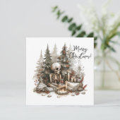 Carte Squelette de Noël avec arbre de Noël (Debout devant)