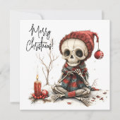 Carte Squelette de Noël avec bougies et ornements (Devant)