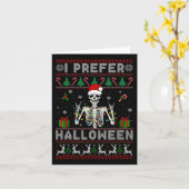 Carte Squelette de Noël Je préfère Halloween Noël (Fleur jaune)