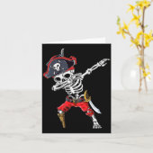 Carte Squelette de pirate Dabbing (Fleur jaune)