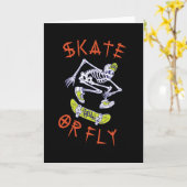 Carte Squelette de skateboard ou vol (Fleur jaune)