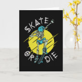 Carte Squelette de skateboardeur Skate ou meurs (Fleur jaune)