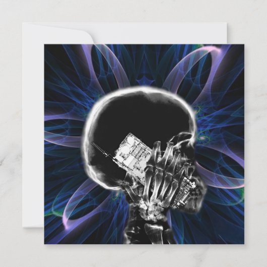 Carte Squelette de smartphone à fleur à rayons X - bleu (Devant)