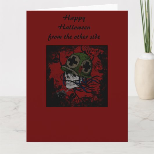Carte squelette de soldat Joyeux Halloween (Devant)