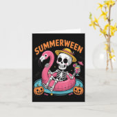 Carte Squelette de Summerween effrayant attendant Hallow (Fleur jaune)