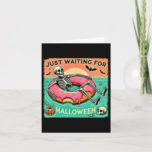 Carte Squelette de Summerween effrayant attendant Hallow (Devant)