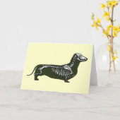 Carte squelette de teckel (Fleur jaune)