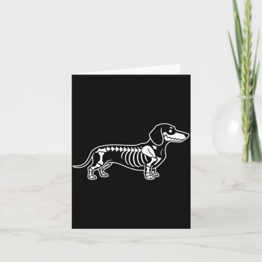 Carte Squelette de teckel Halloween Chien saucisse (Devant)