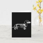 Carte Squelette de teckel Halloween Chien saucisse (Fleur jaune)