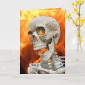 Carte Squelette d'Halloween en feu (Fleur jaune)