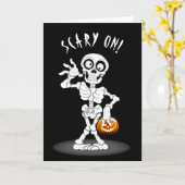 Carte Squelette d'Halloween en noir (Fleur jaune)