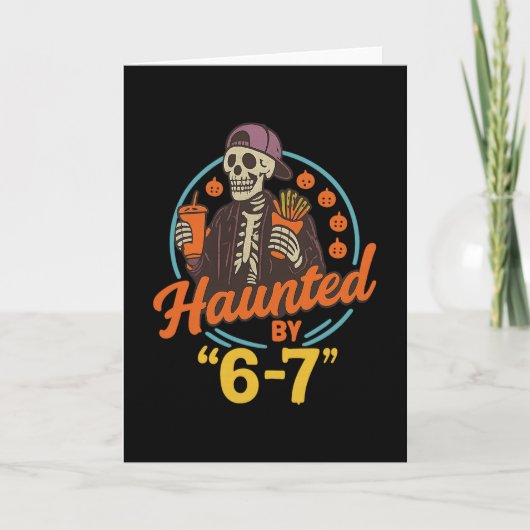 Carte Squelette d'Halloween ensorcelé Numéro Six Sept (Devant)