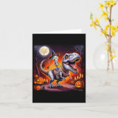Carte Squelette d'Halloween T-rex Ride (Fleur jaune)
