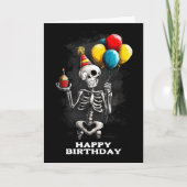 Carte Squelette drôle avec ballons d'anniversaire (Devant)