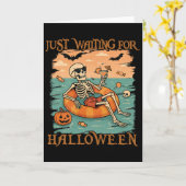 Carte Squelette drôle de Summerween flottant dans une dé (Fleur jaune)
