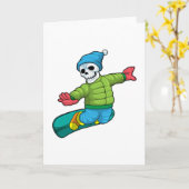 Carte Squelette en snowboardeur avec snowboard (Fleur jaune)