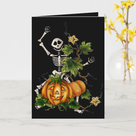 Carte SQUELETTE et JACK HEUREUX par SHARON SHARPE (Fleur jaune)