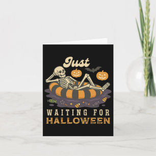 Carte Squelette Été éffrayant En Attente D'Halloween