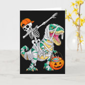 Carte Squelette faisant du cheval danse Dab dinosaure T (Fleur jaune)
