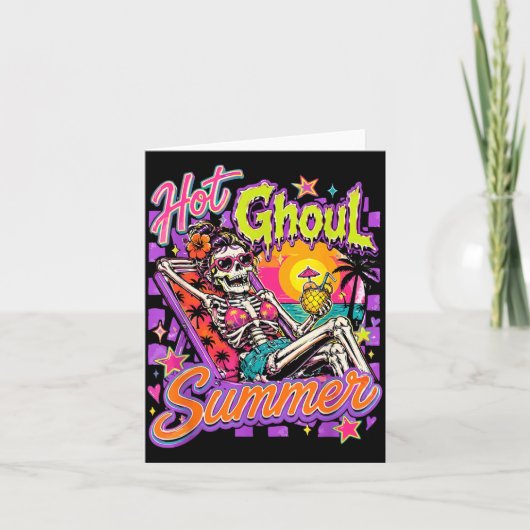 Carte Squelette Féminin Halloween Plage Summerween (Devant)