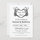 Carte Squelette gothique Main Halloween Mariage Date de (Devant)