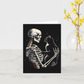 Carte Squelette jouant avec un graphique de chat Crâne d (Fleur jaune)