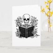Carte Squelette lecture romantique livre (Fleur jaune)
