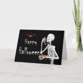 Carte Squelette mangeant des bonbons d'Halloween (avec a (Devant)