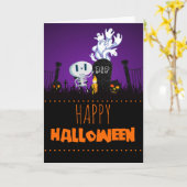 Carte Squelette mignon éffrayant et fantômes de (Fleur jaune)