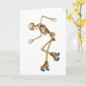 Carte Squelette sur des patins de rouleau (Fleur jaune)