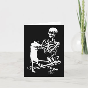 Carte Squelette tenant un chat Lazy Costume d'Halloween
