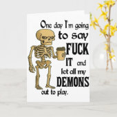 Carte Squelette Un Jour Je Vais Dire Pour Cela Et Laisse (Fleur jaune)