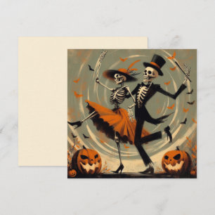 Carte Squelettes et citrouilles de Halloween vintage