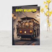 Carte squelettes sur le téléphérique vintage happy hallo (Fleur jaune)
