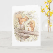 Carte Squerrels Collecting Nuts Greetings Card (Fleur jaune)