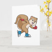 Carte Squirrel at Ice skating with Ice skates (Fleur jaune)