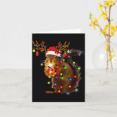 Carte Squirrel Christmas Tree Lights Reindeer Santa Hat  (Fleur jaune)